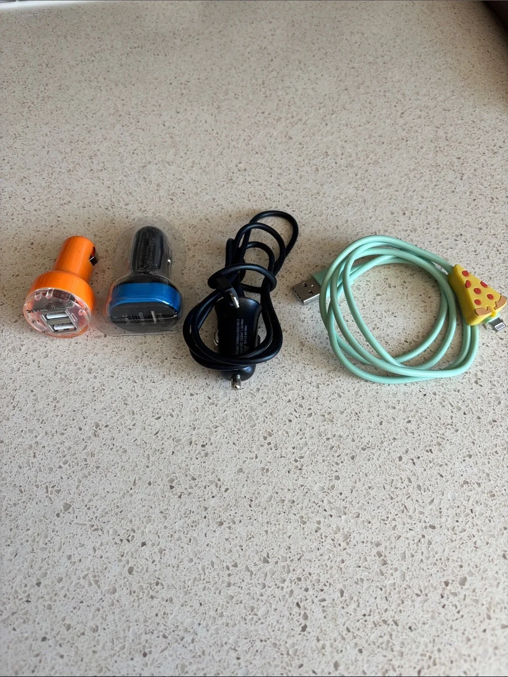 IPHONE car chargers bundle/3 with bonus “pizza” cord charger (4 pcs total).